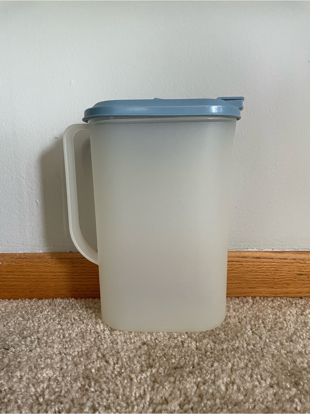 Tupperware Frosted Pitcher with Pale Blue Lid